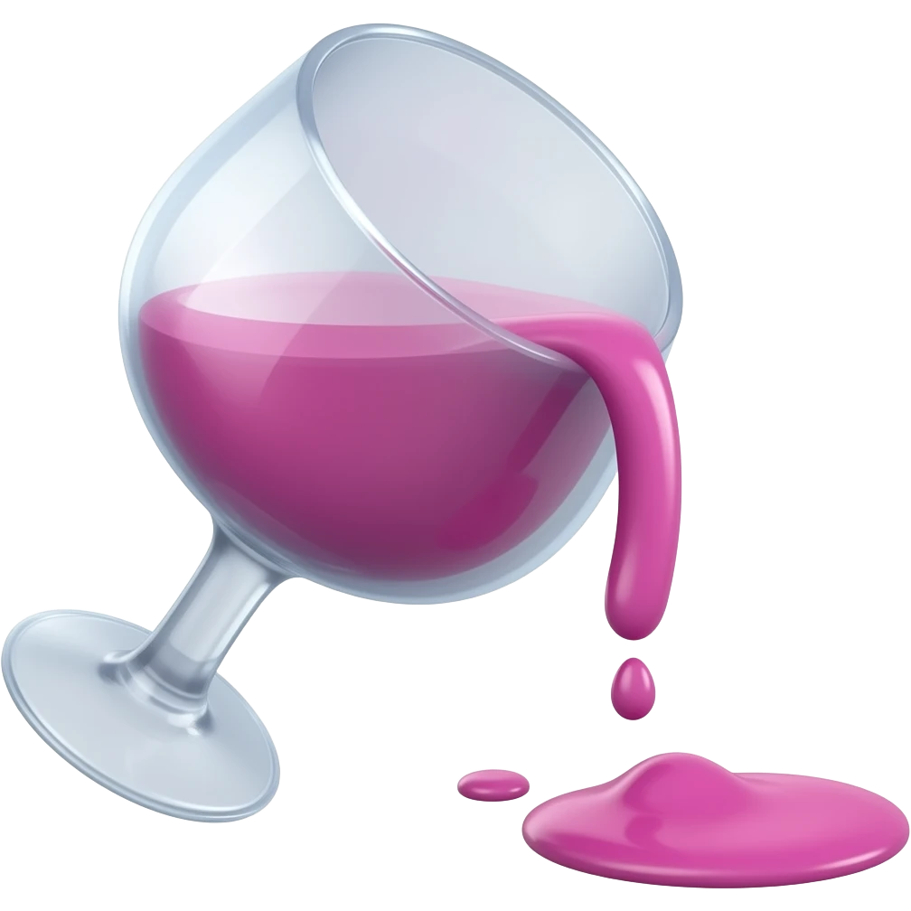 je veux que l’emoji soit incliné et que du liquide sort un peu du goblet je veux que le liquide soit rosé mauve et que ce soit un goblet en plastique emoji