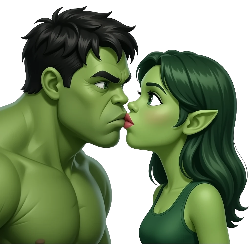 hulk  and hulk woman yong    kiss kiss creepy emoji