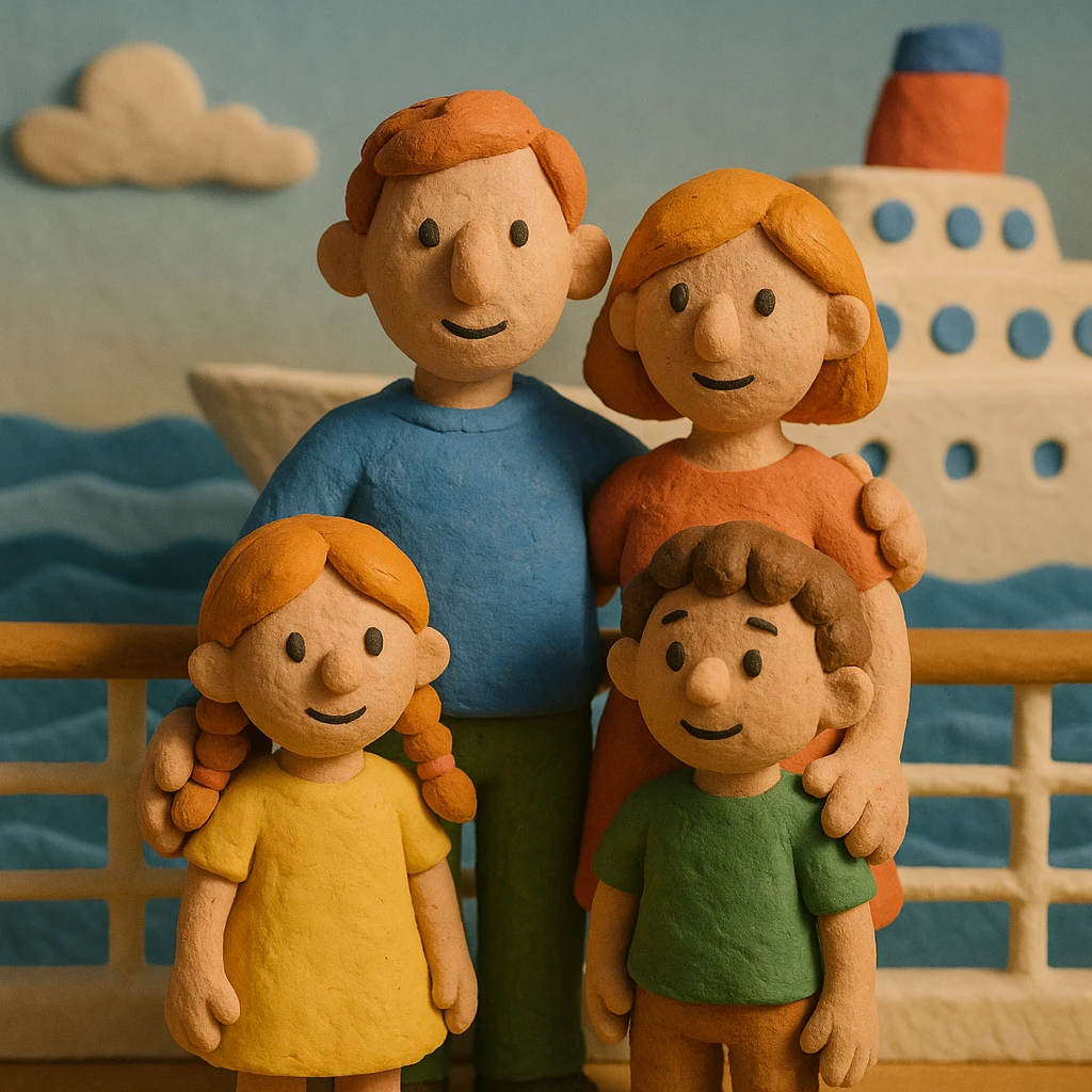 family on a cruise ship emoji