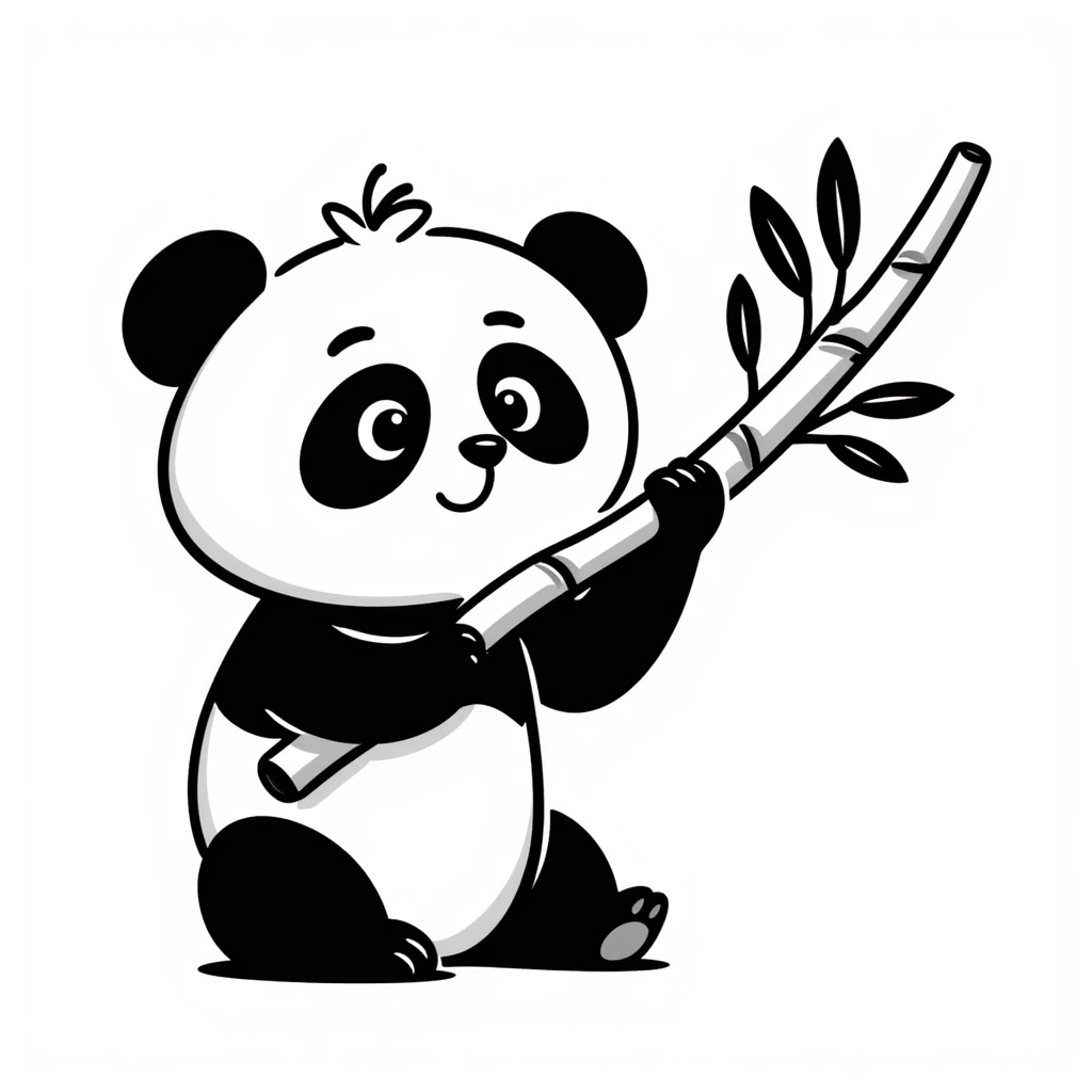 A lovely panda holding a bamboo shoot emoji
