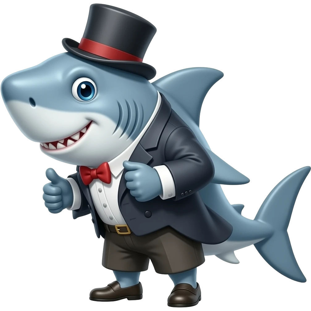 Shark with a top hat emoji