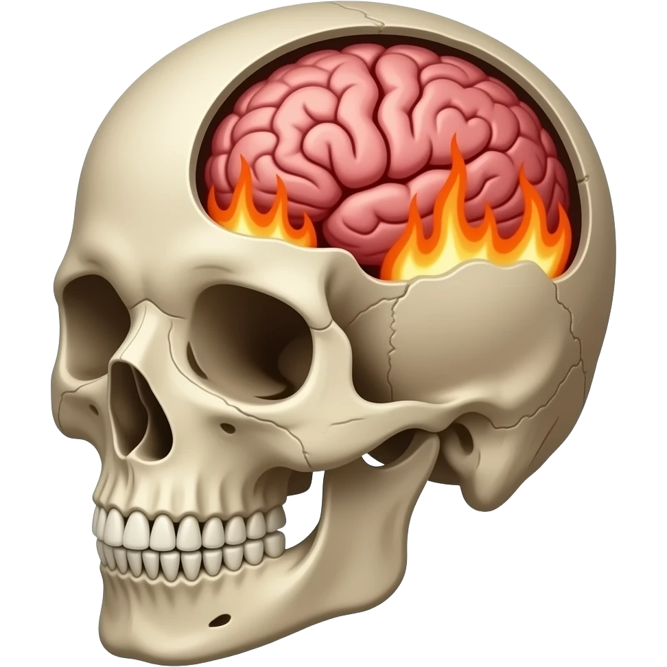skull emoji open head brain fire galaxy emoji style glossy emoji