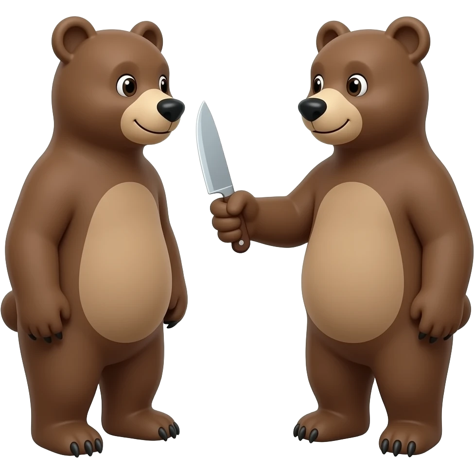 bear handing a knife to another bear emoji