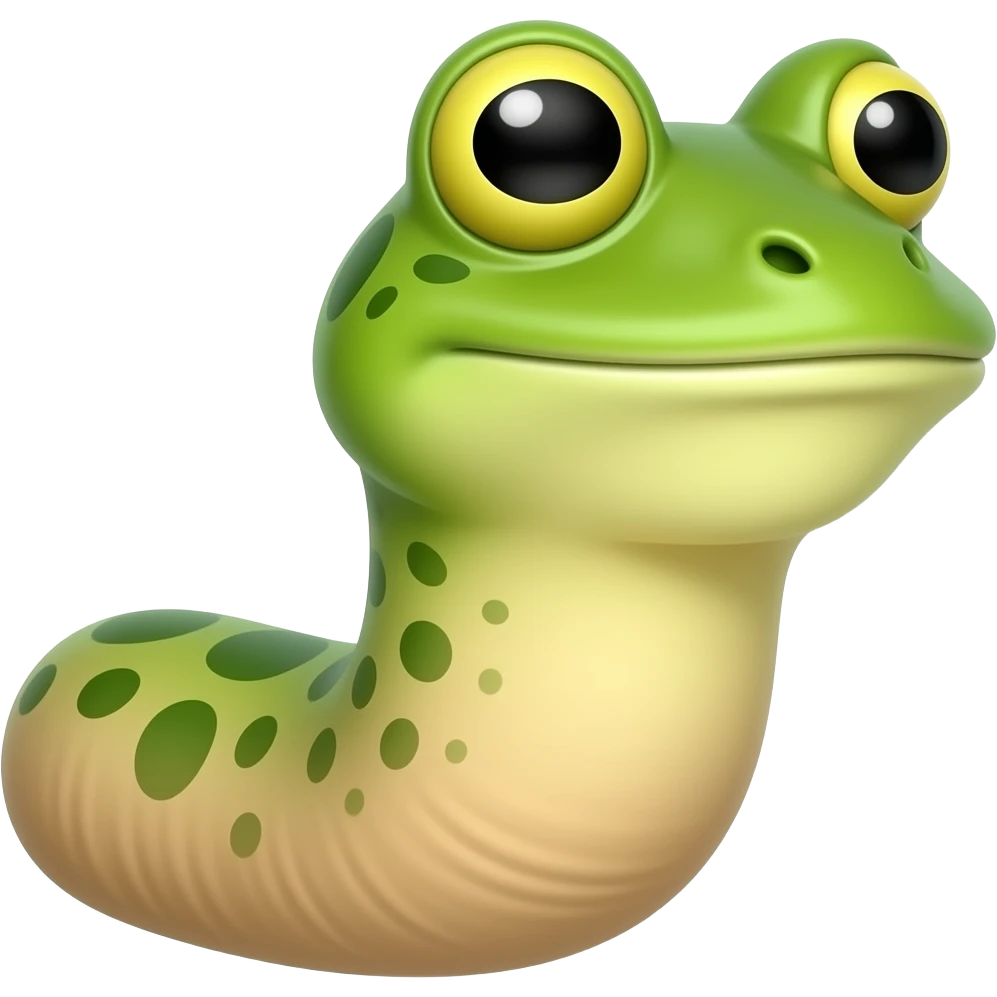 Custom iOS emoji with no blur and a white background. The topic of the emoji is "slug with frog head". It MUST maintain the general apple iOS emoji style. emoji