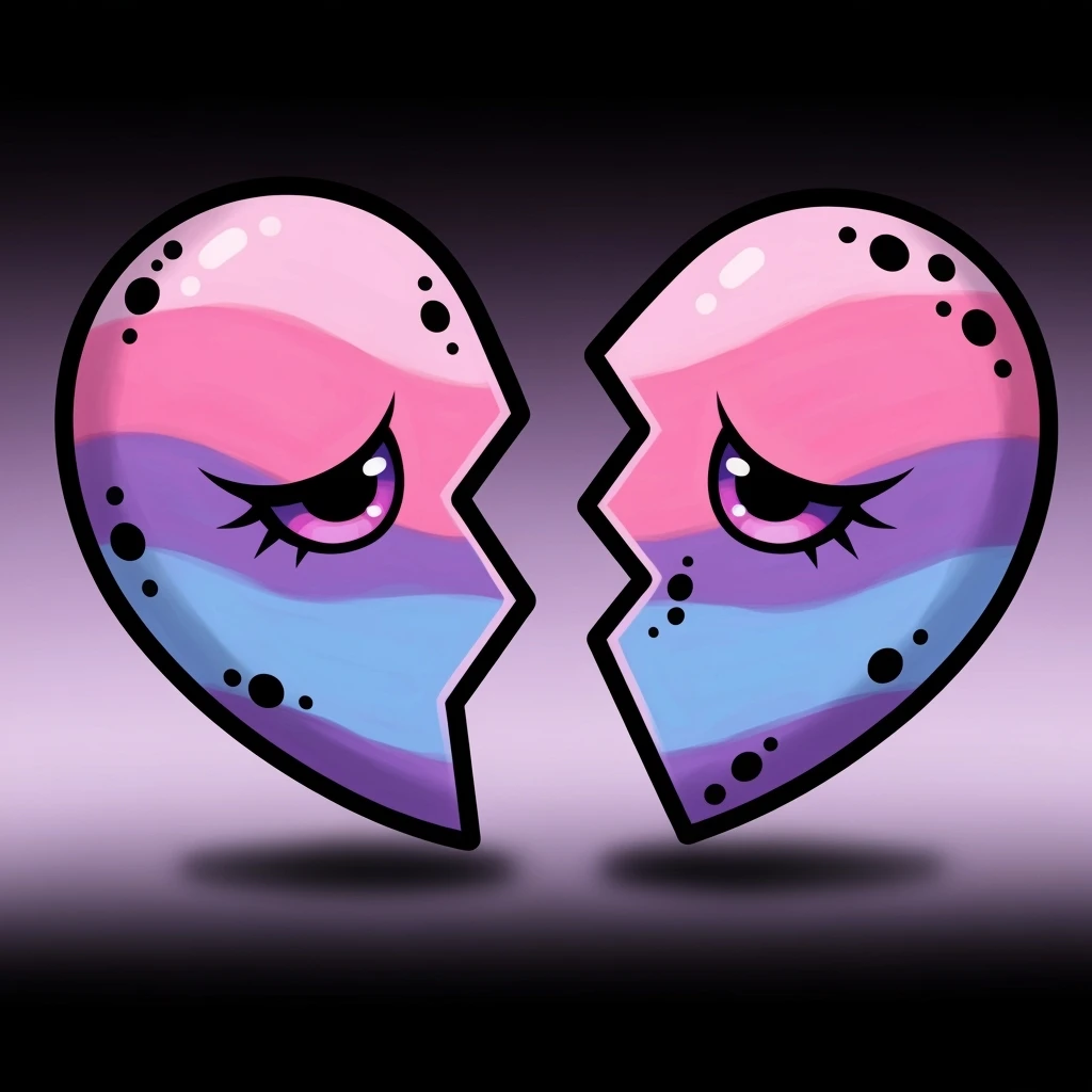 cute emo heart broken in two emoji