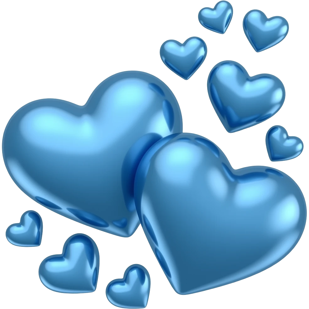 These 2 Blue hearts With a few smaller blue hearts floating up emoji