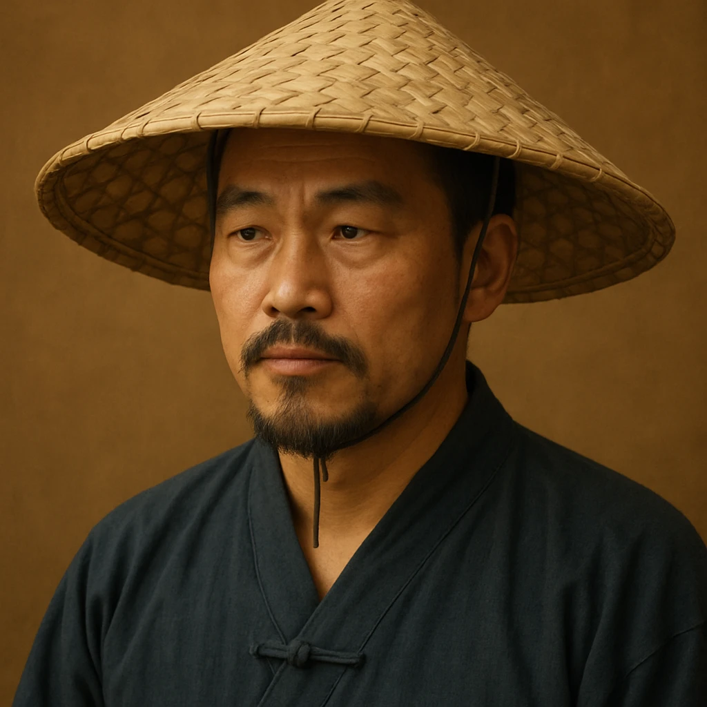 chinese man wearing rice paddy hat, style 2 emoji