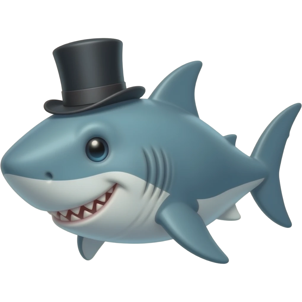 Shark with a top hat emoji