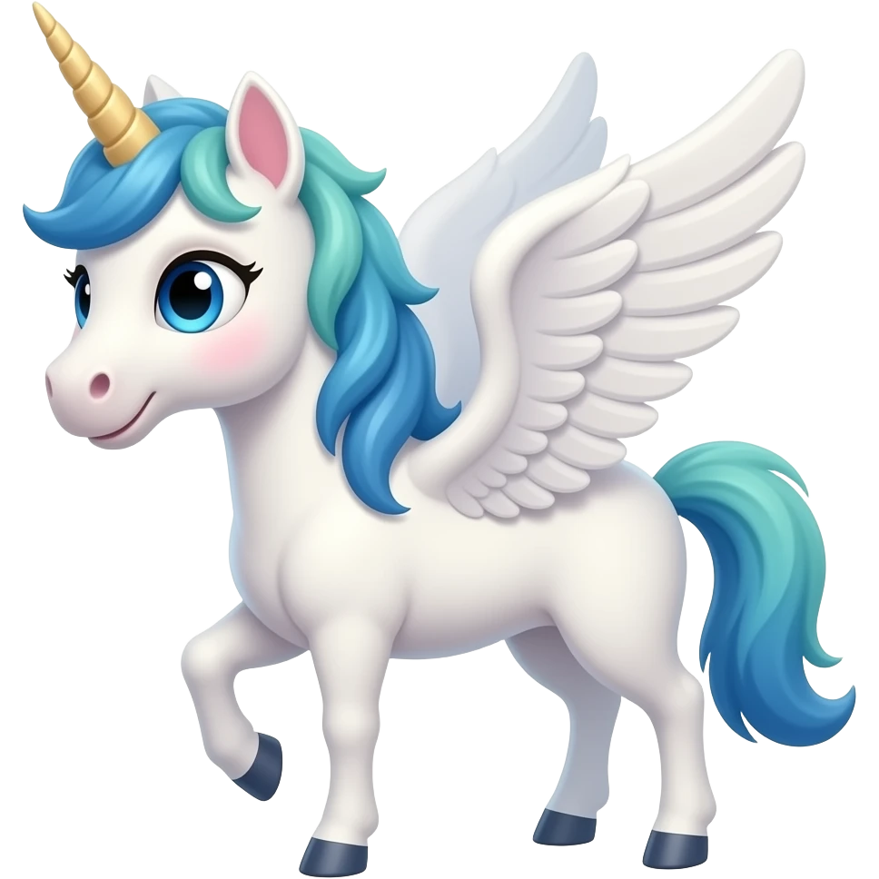 whimsical pegasus with blue eyes emoji