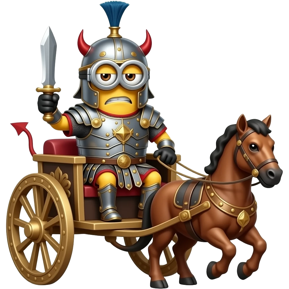 minion devil in roman armor on a roman chariot emoji