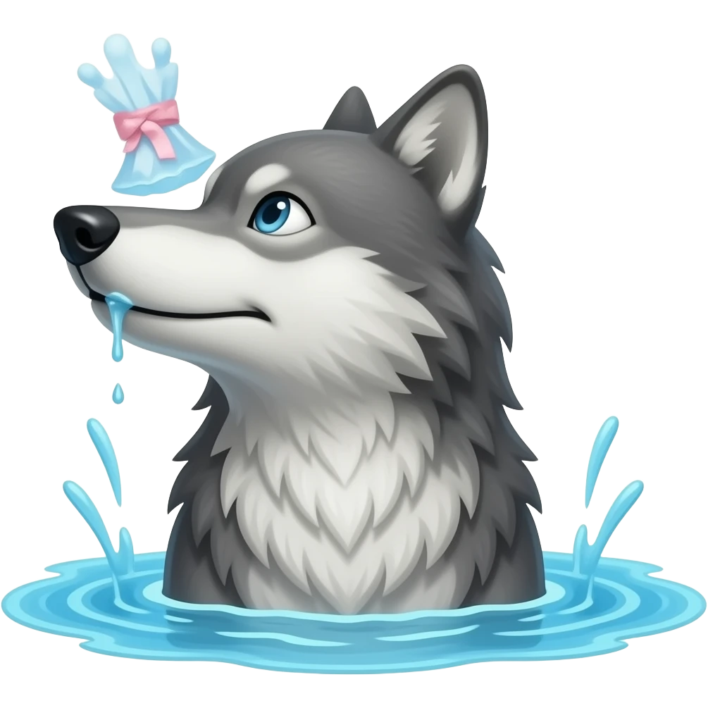 Hazme a un lobo hundiéndose y que se esté ahogando. emoji