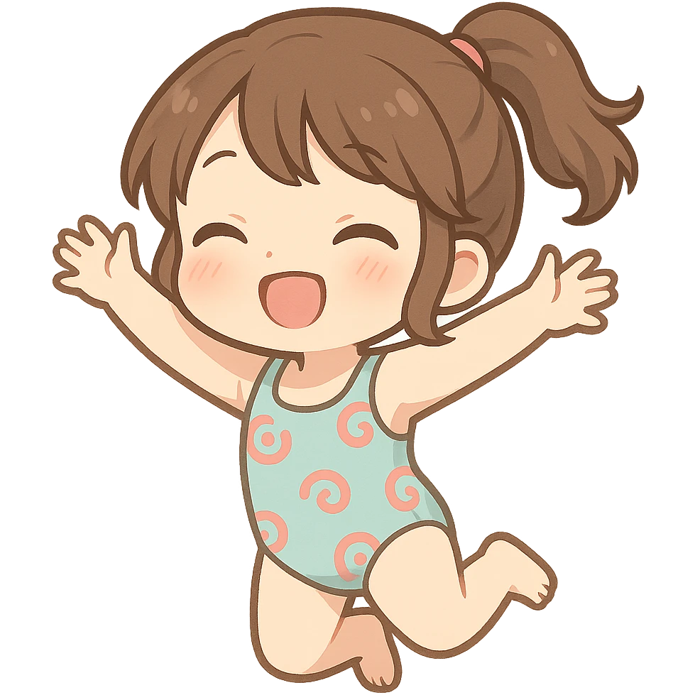 一个女孩穿着可爱的泳衣玩耍 emoji