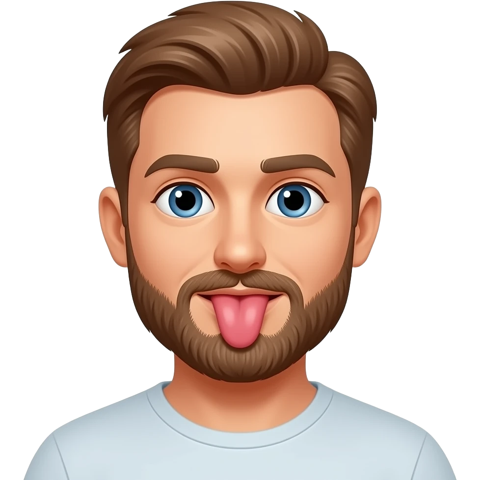 TeaLong light Brown hair man with beard Licking butt in Apple person emoji format emoji