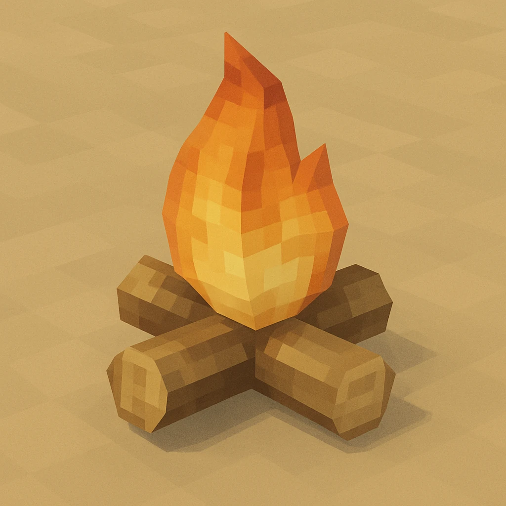 aesthetic campfire icon, 3D minimal style, soft beige color palette, elegant, soft lighting emoji