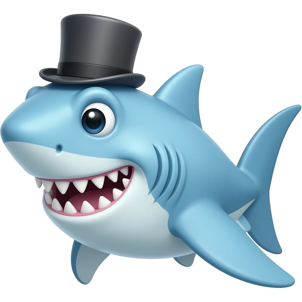 Shark with a top hat emoji