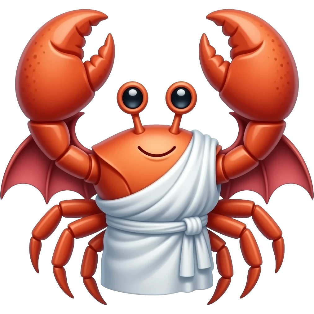 Crab with toga and devil horns and devil wing emoji