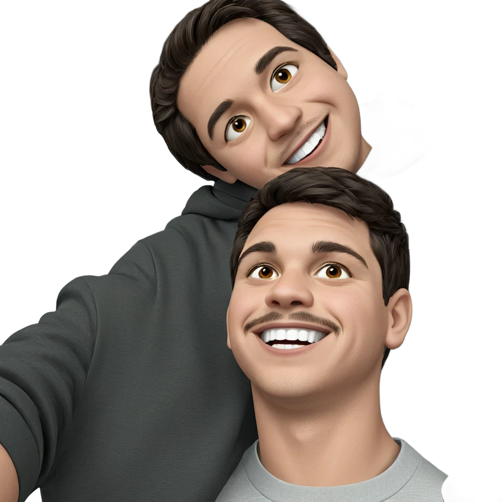 two boys sharing a smile emoji