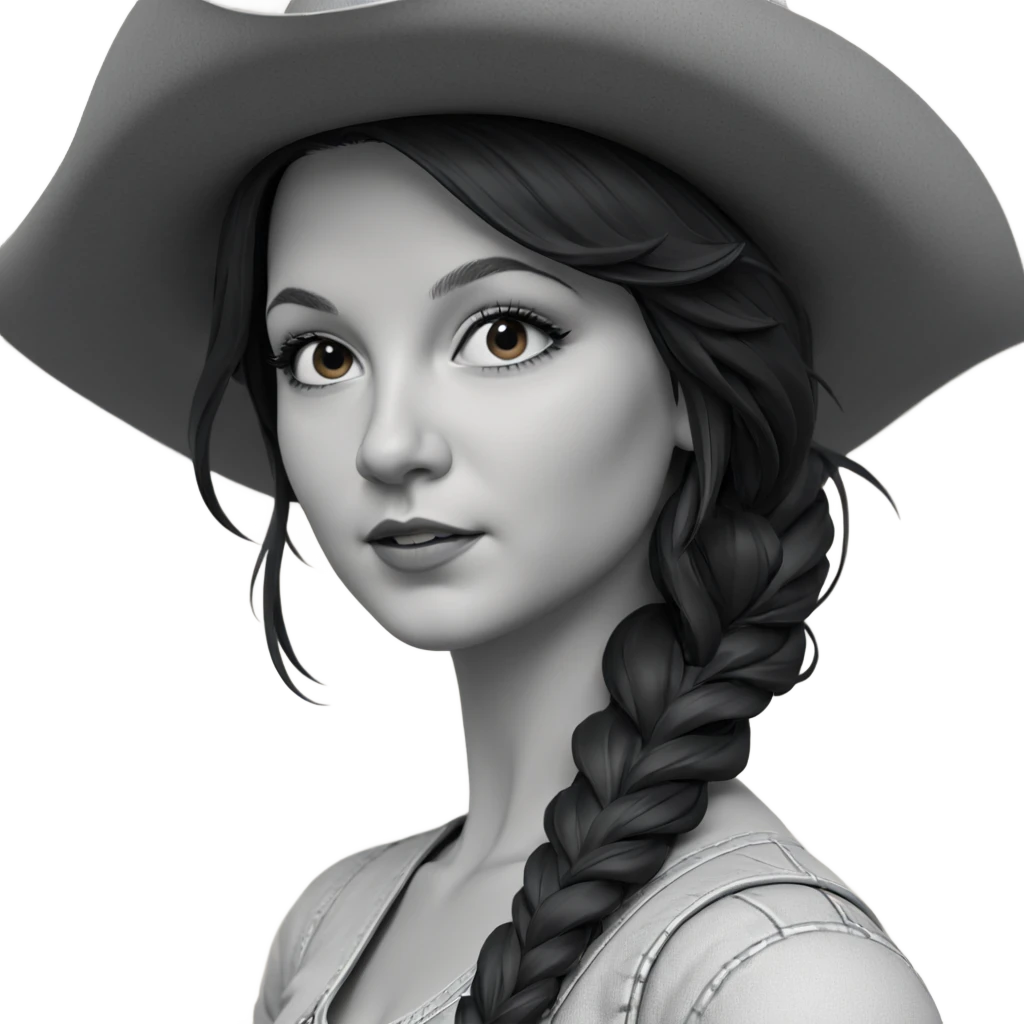 monochrome girl in cowboy hat emoji