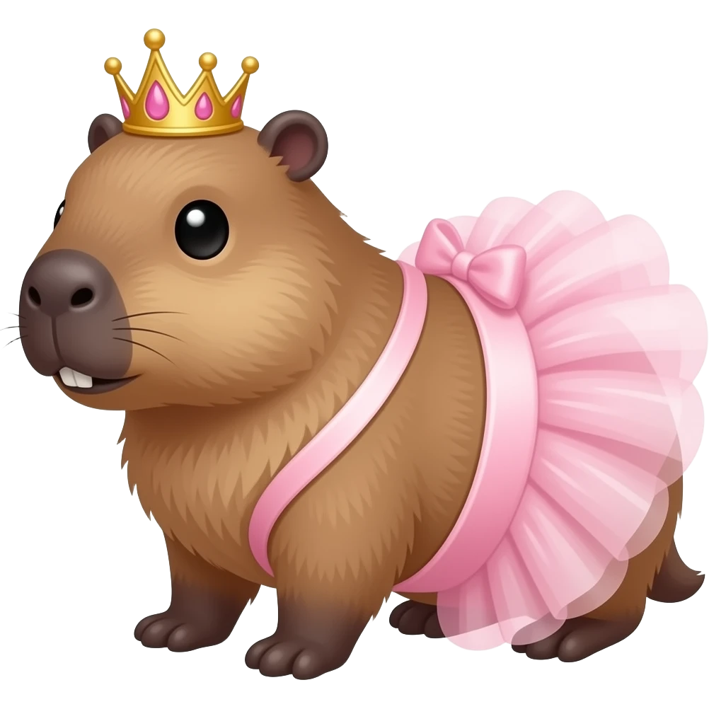 A capybara wearing a tiara and a tutu. emoji