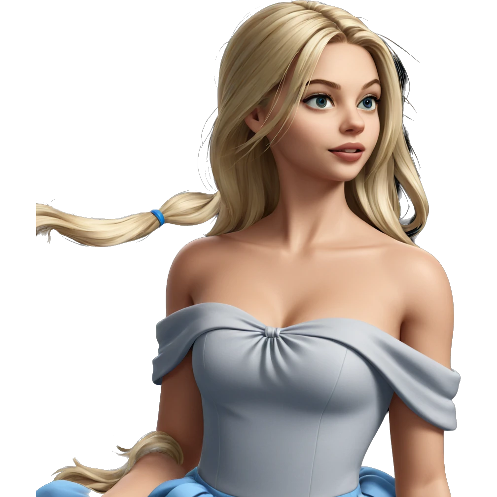 blonde girl in blue dress emoji