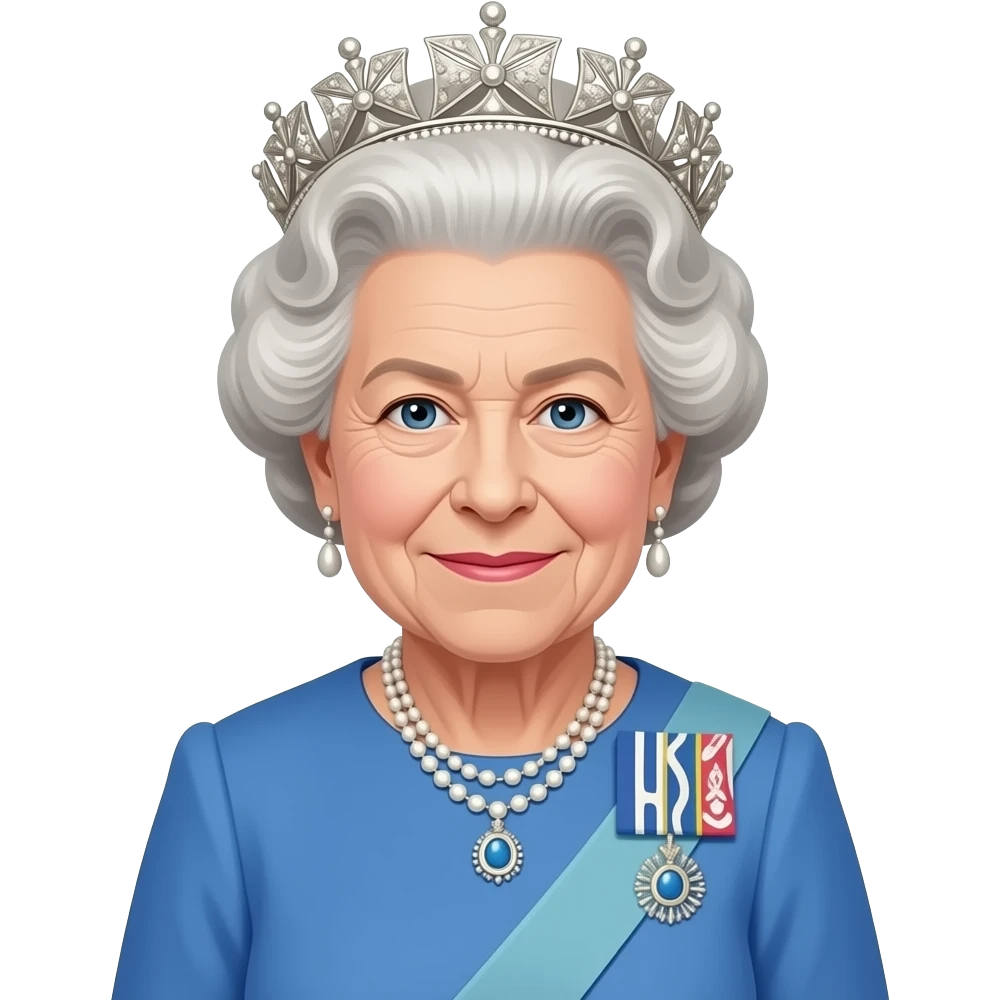 Elizabeth ll con trage azul emoji