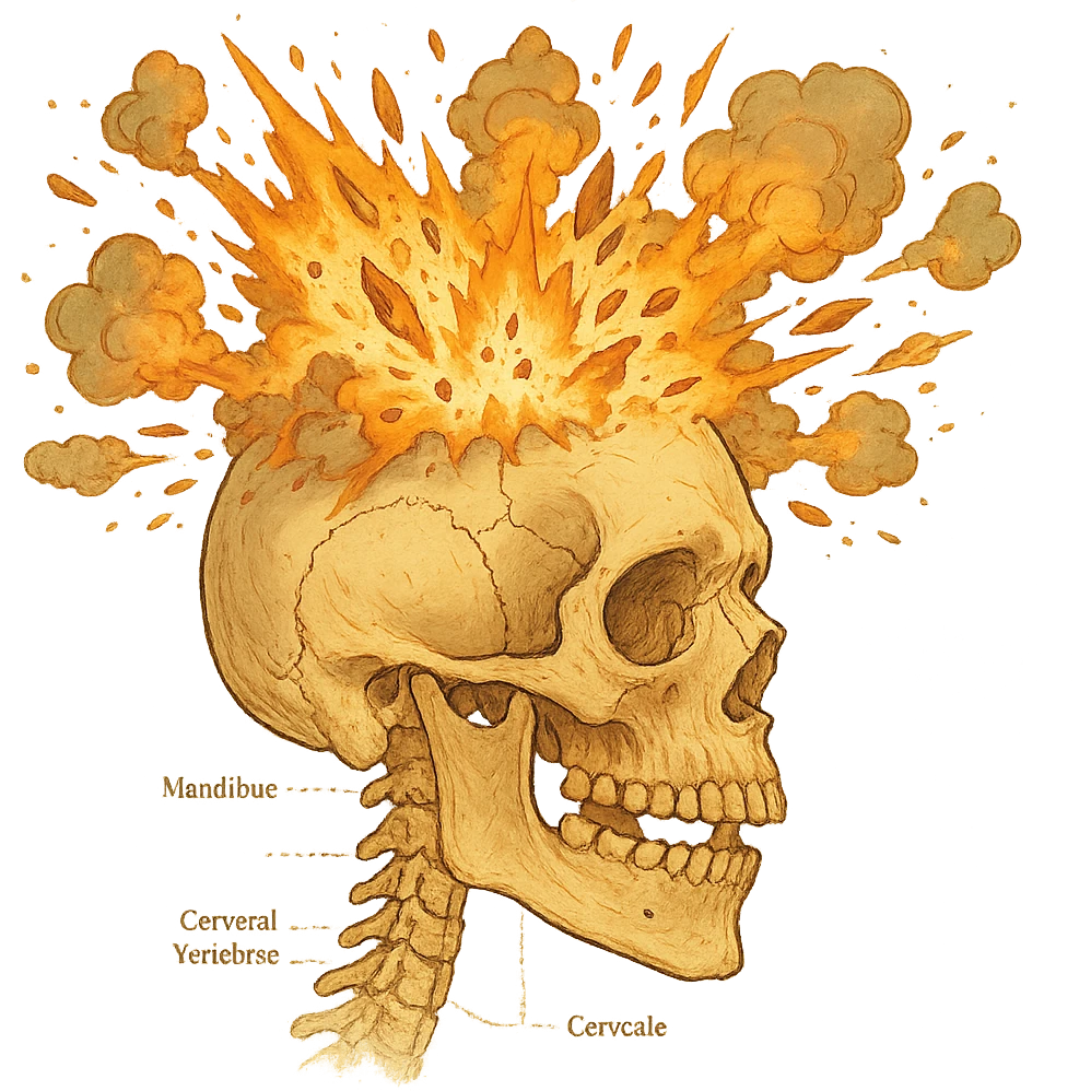 a skull exploding, anatomical diagram emoji
