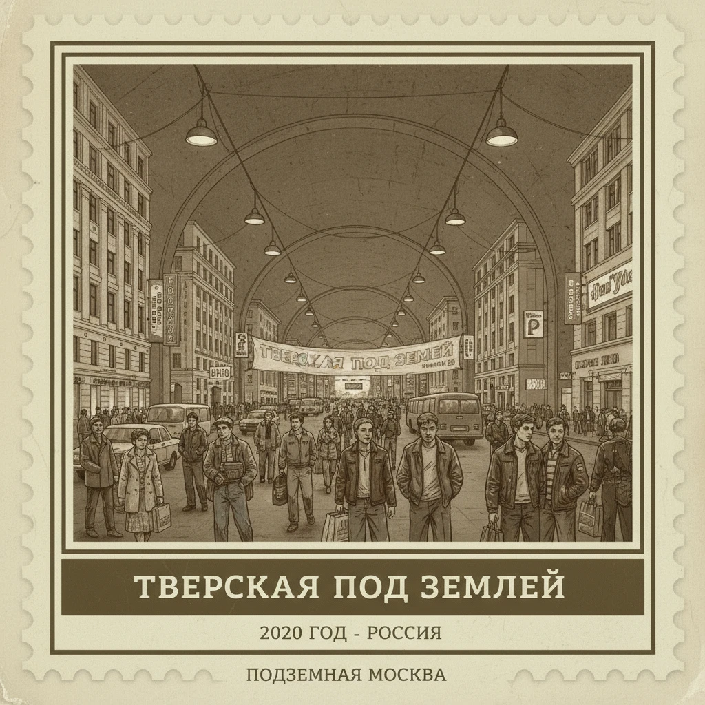 Полная копия Тверской улицы под землей. Россия, 2000 год.

Стиль - фотореализм.

Стилизуй под марку с фото emoji