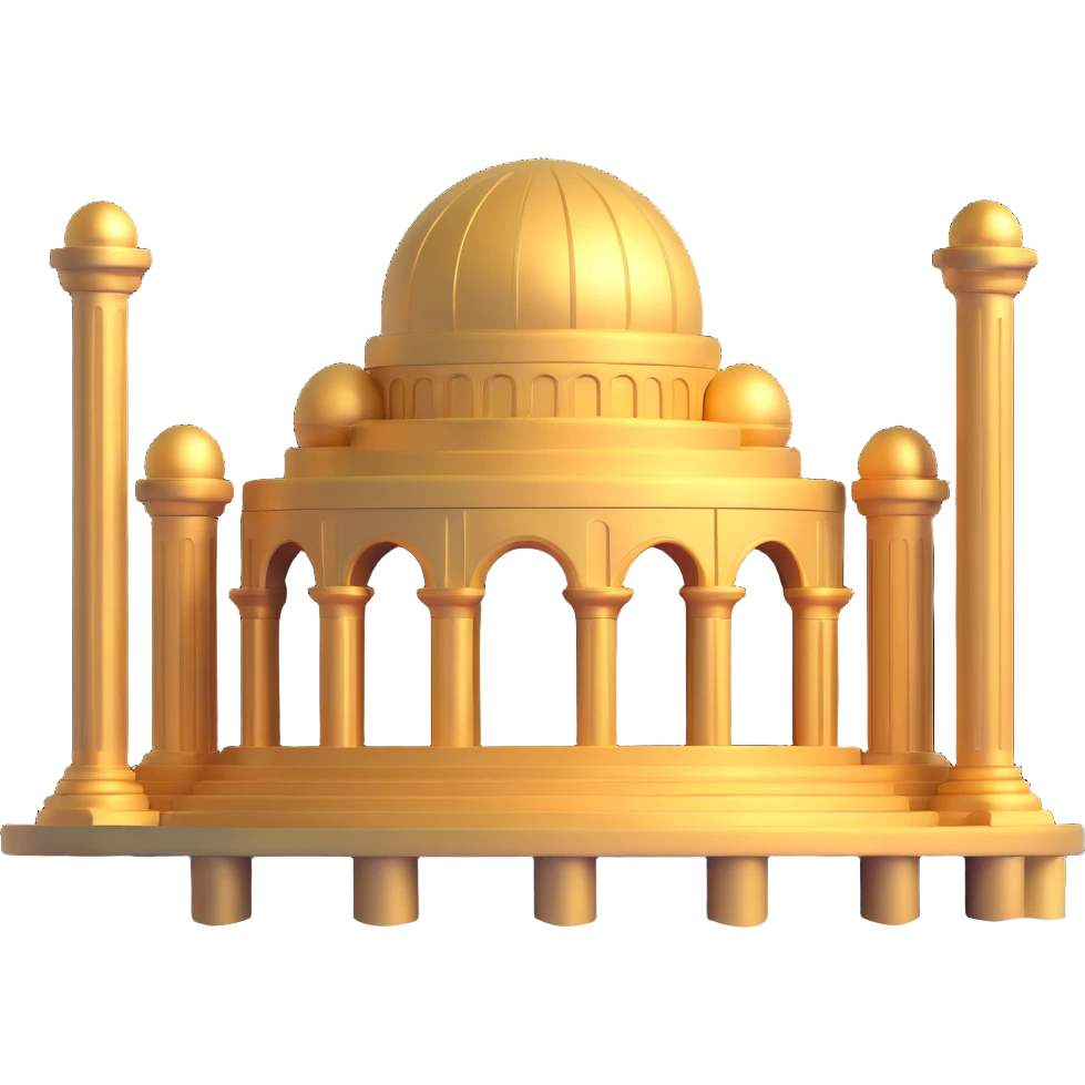 Futuristic Anunnaki golden underwater base with domes and pillars emoji