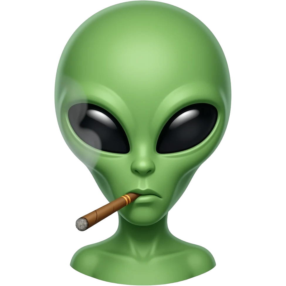 Alien smoking blunt emoji