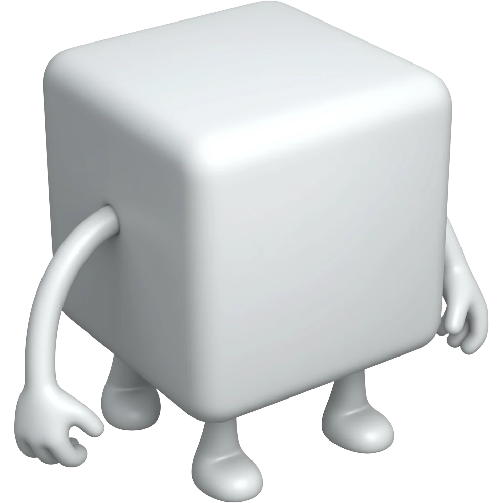 A cube with legs with no arms emoji