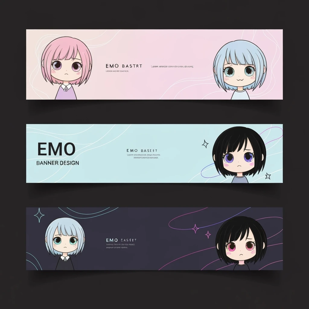 emo banner, cute, expressive, minimal, variation 3 emoji