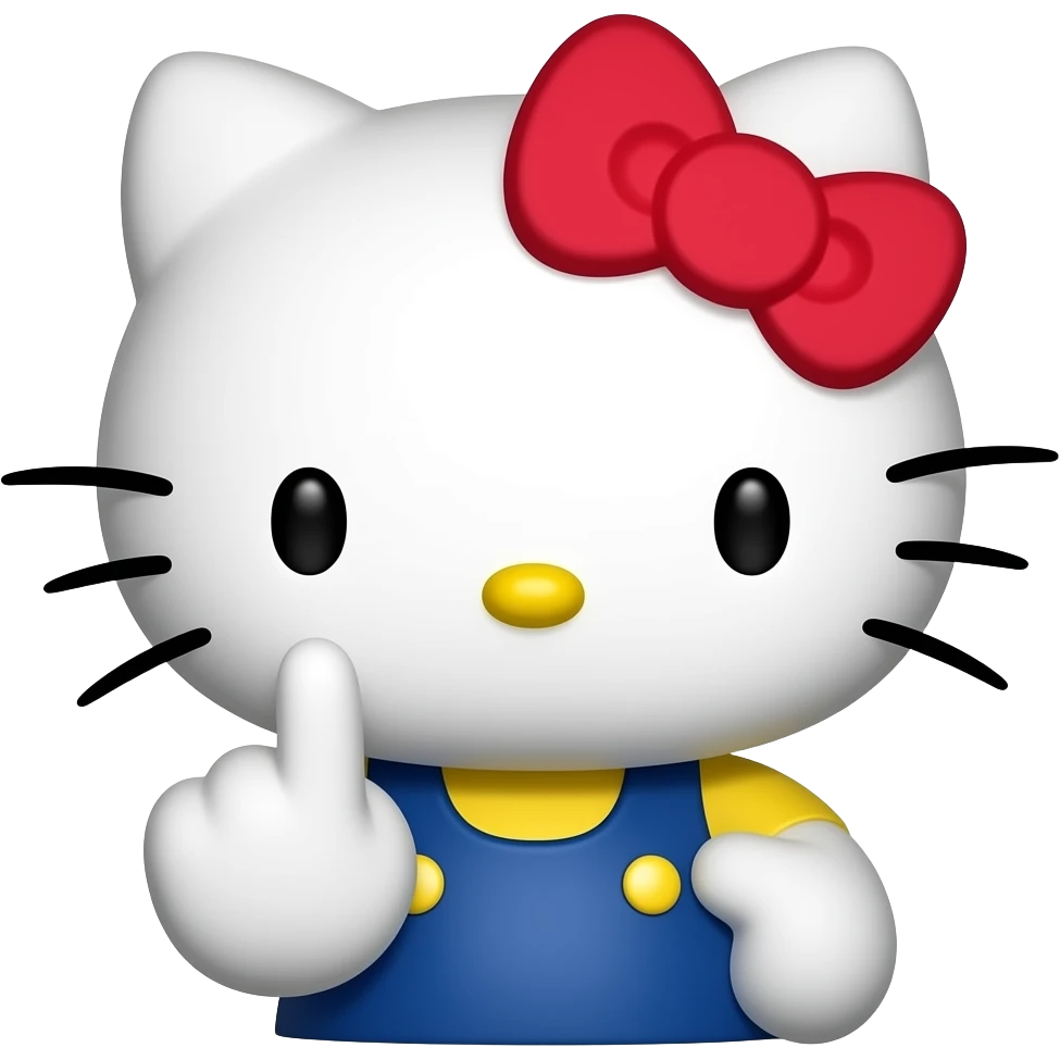 Hello kitty with middle finger emoji