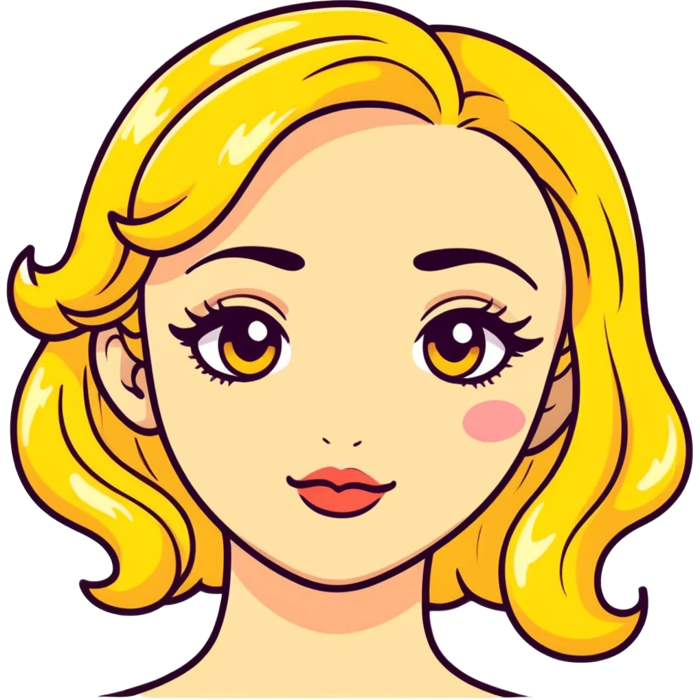 sassy yellow emoji face with long curled eyelashes, thick glossy lips, smirking expression, dramatic eyeshadow, side-eye look, bratty attitude, kawaii style emoji