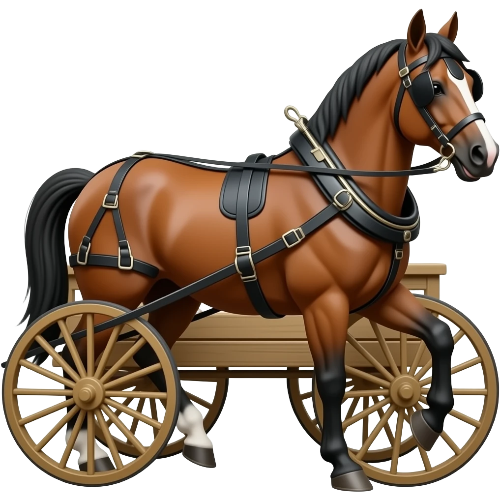 cavalo puxando uma charrete emoji