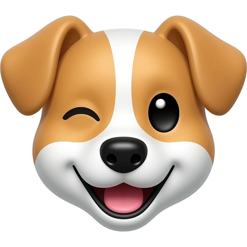 head of a happy dog ​​with a winking eye emoji