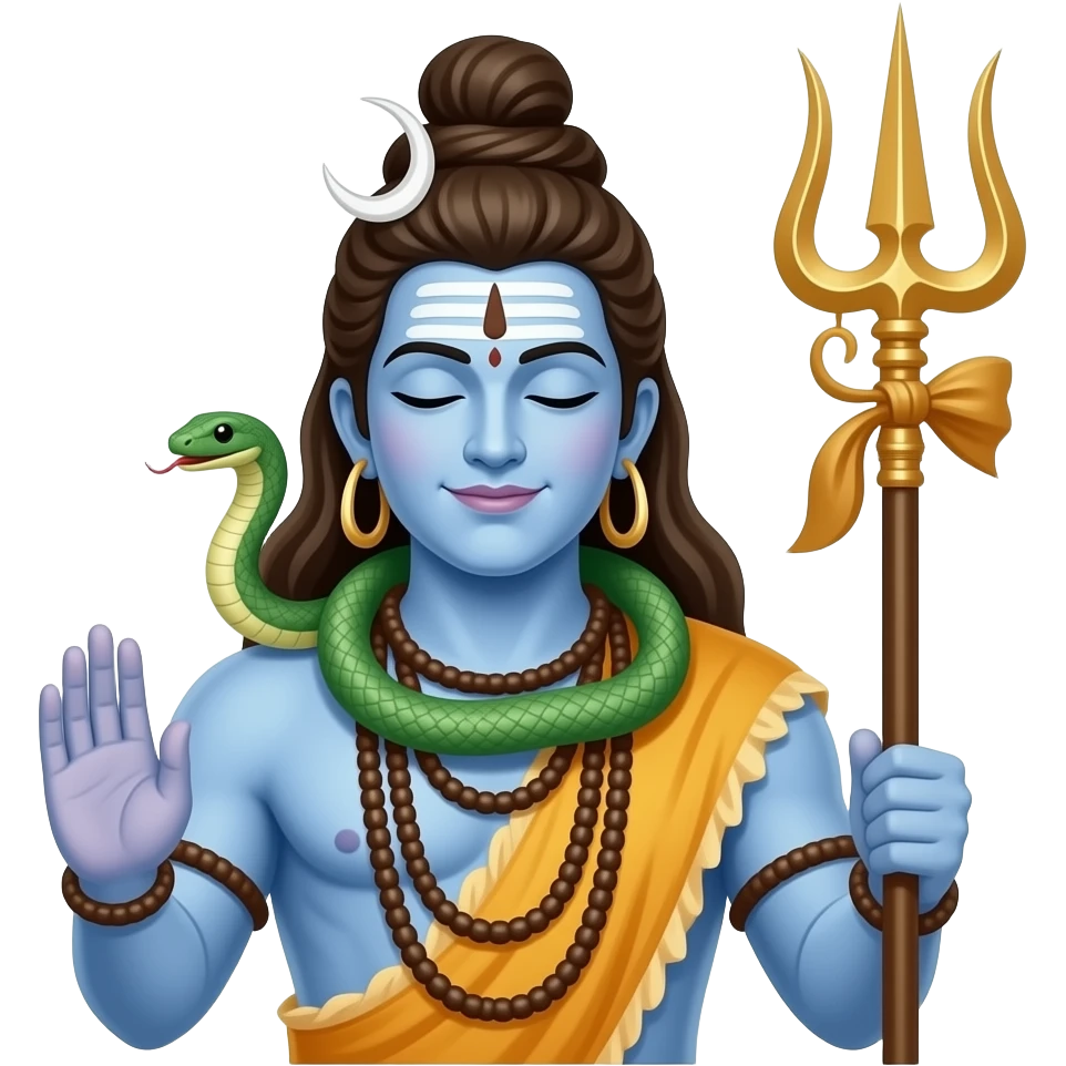 Shive ji God in real neck ma snake ha or hath mein trishul emoji