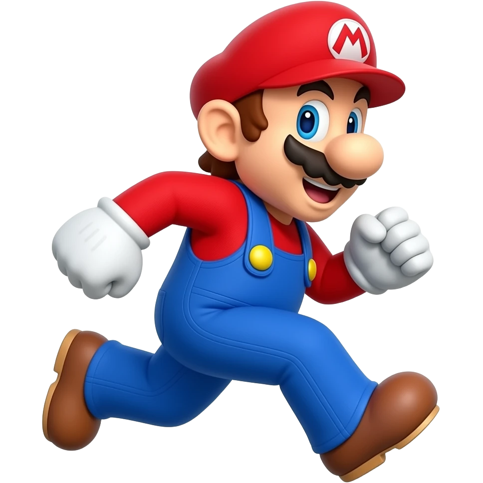 mario qui court vers la droite avec le pied droit à l'arrière emoji