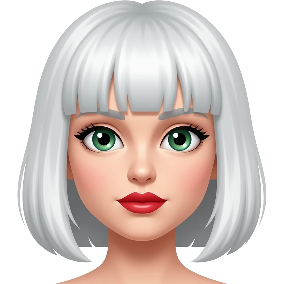 Big beautiful green eyes red lips cheekbones and platinum hair emoji