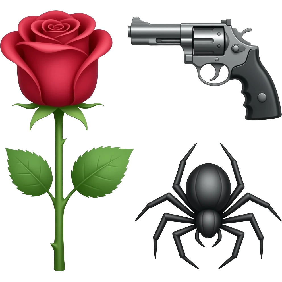 Rose gun skull spiders emoji