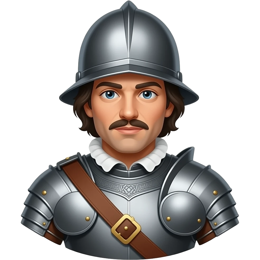 Make emoji image of 17th century Hispanic soldier as iOS emoji style emoji