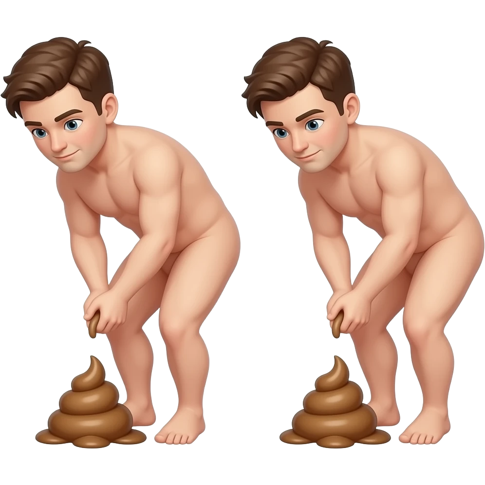 Two naked men pooping emoji