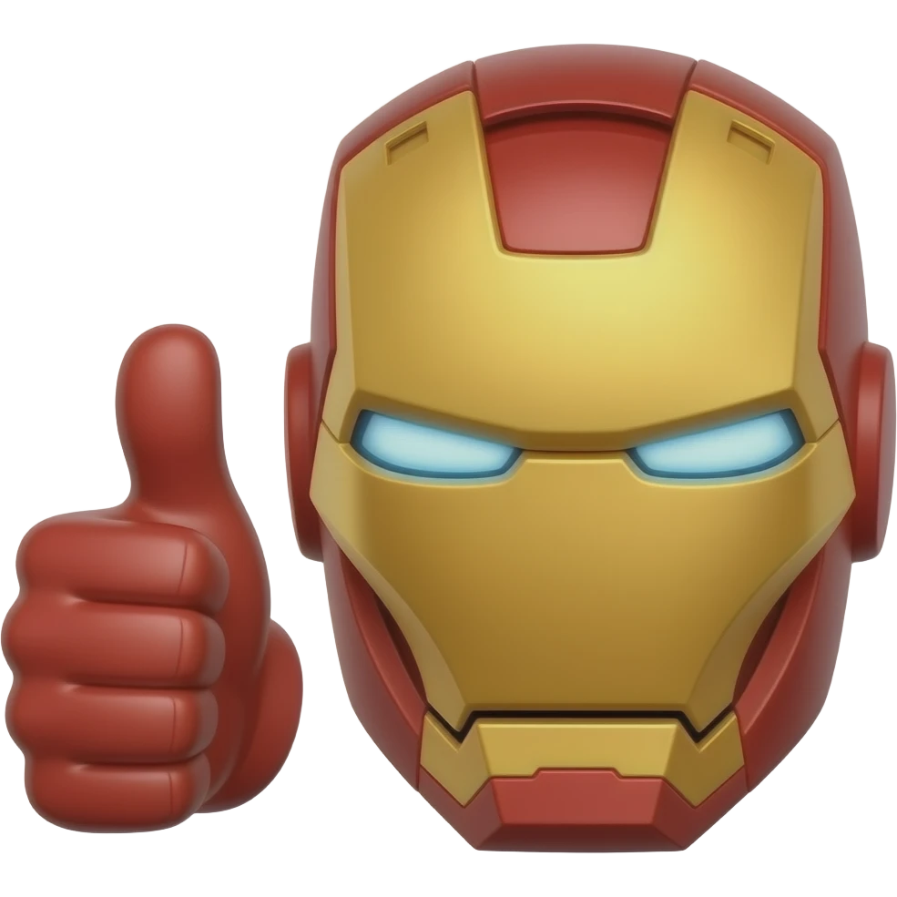 Ironman head with his thumbsup attach to head but just the palm of it emoji