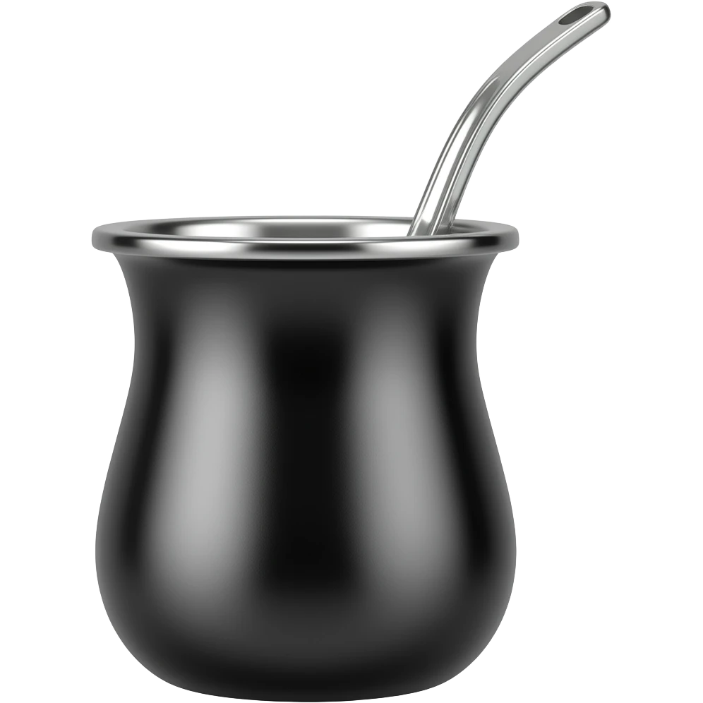 mate argentino recto de acero color total negro con bombilla plateada emoji