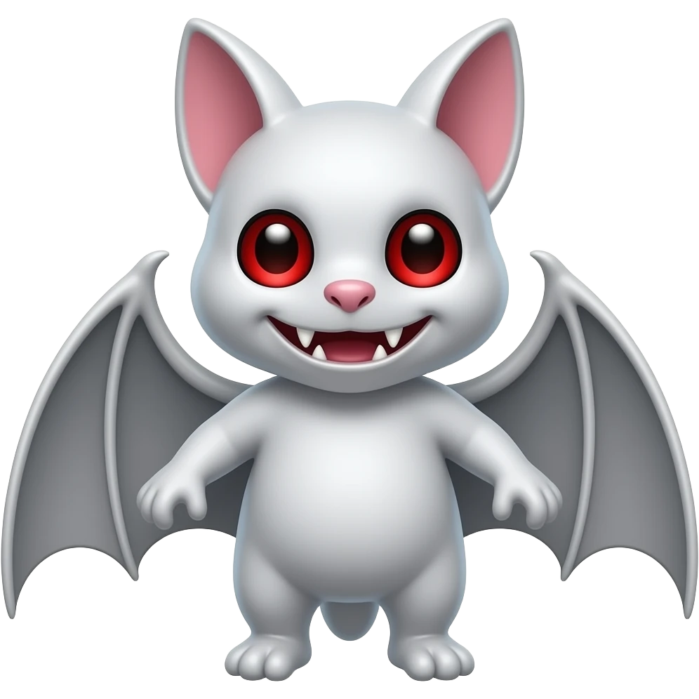 Macaron colors, white bat, fangs, red eyes emoji