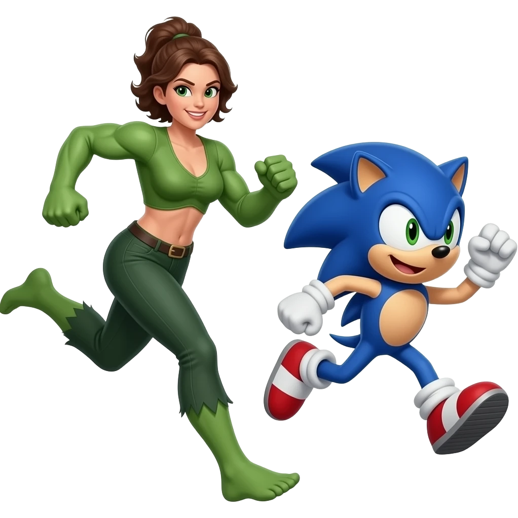 woman hulk and sonic run emoji