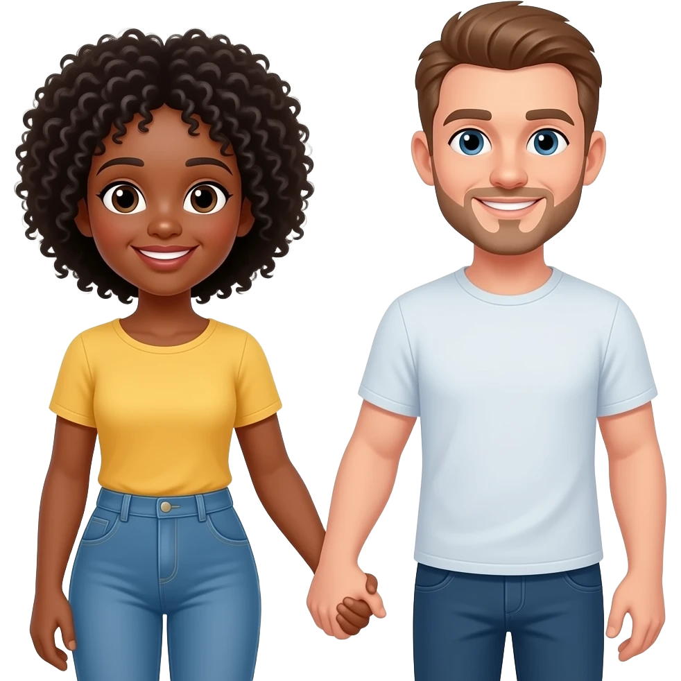 1 Black women and 1 white man friends emoji