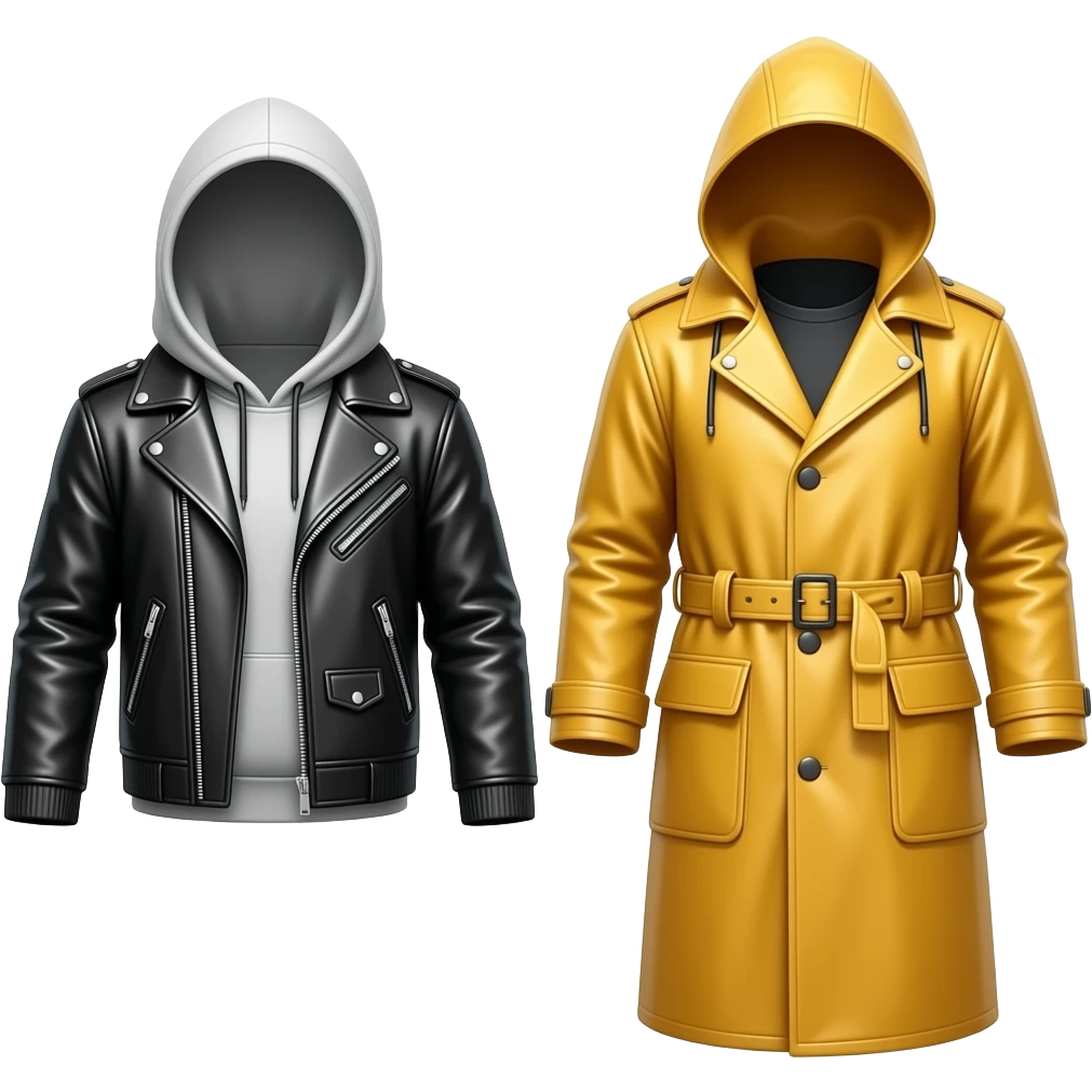 leather jacket, hoodie, raincoat, emoji