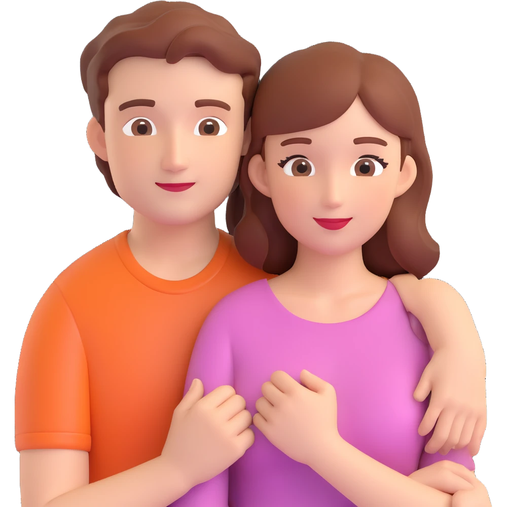couple posing, close up pose, living room background emoji