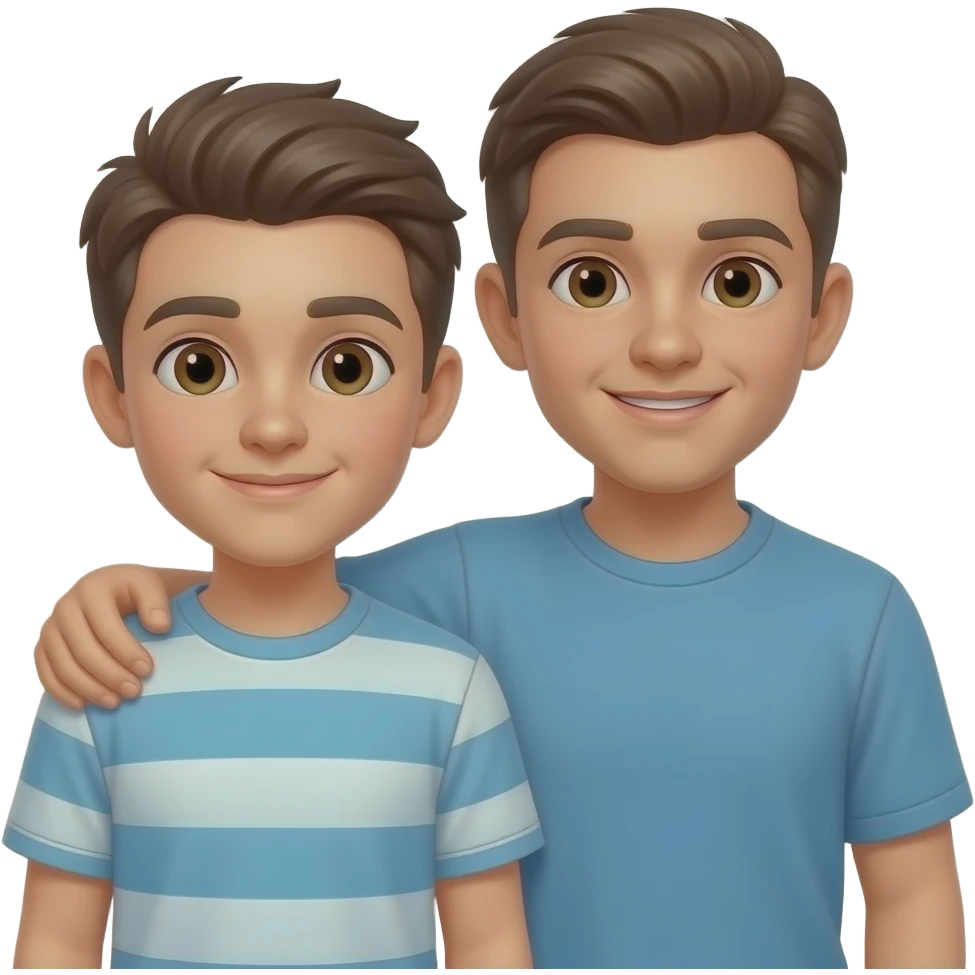 Erstelle ein Emoji von zwei Brüder, der eine um die 17 und der andere um die 22, der älter Bruder legt sein Arm über sein jüngeren Bruder emoji