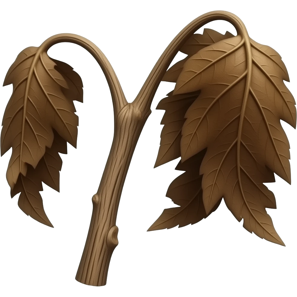 Wilted dead dark brown plantstem with leaves emoji